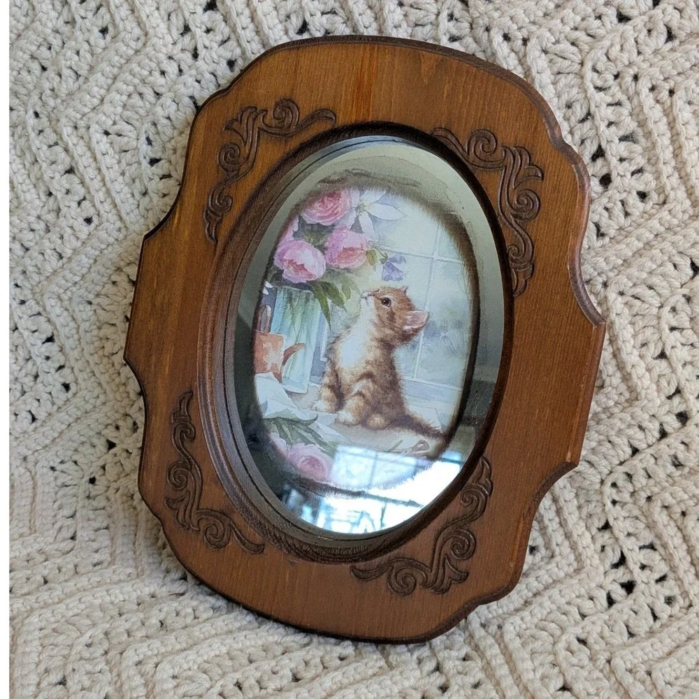 Vintage Ornate Wood Mirror 5x7 Picture Frame Unique